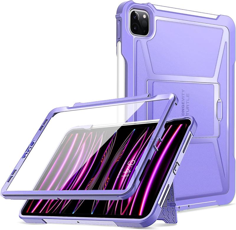 ZtotopCases iPad Pro 11 Case 4th 3rd 2nd Generation 2022 2021 2020 with Pencil Holder, Full Body Protective Rugged Cover with Built-in Screen for iPad Pro 11 Inch iPad Case 4th 3rd 2nd Gen, Black, Purple