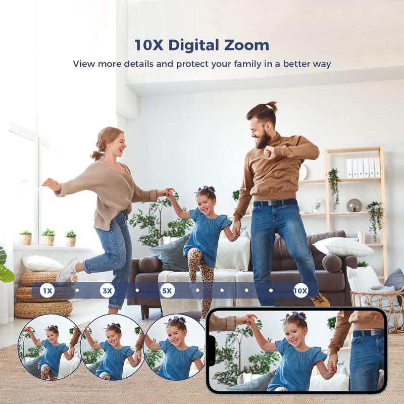 10X Zoom 3MP PTZ Light Bulb Security Camera Wireless WiFi 5G&2.4GHz, 2-Way-Audio, Auto Tracking & Alarm, SD & Cloud Storage