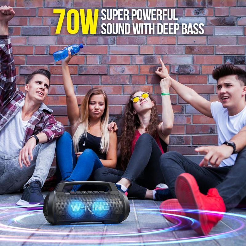 W-KING 70W Bluetooth Speaker Wireless Outdoor Speakers Bluetooth Loud Party Speaker Large Portable Waterproof Bluetooth Speakers with Subwoofer Deep Bass DSP Stereo Pairing EQ 42H Power Bank