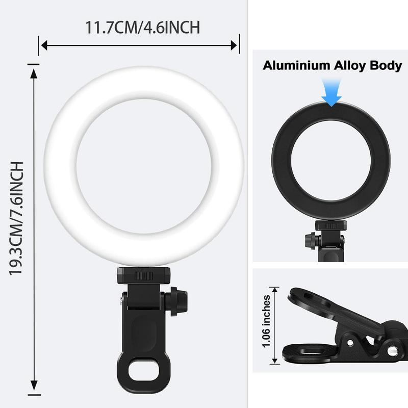 Ring Fill Light with Clip, USB Powered LED Ring Light, Portable Selfie Light for Laptop, Desktop, Phone, Tablet, Live Stream, Makeup, Photography Studio