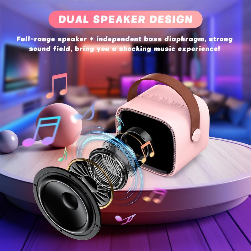 TICTIKY Mini Karaoke Machine for Kids Adults, Portable Bluetooth Speaker with 2 Wireless Microphones,5 Sound Modes for Girls Boys Home Party Birthday Gift