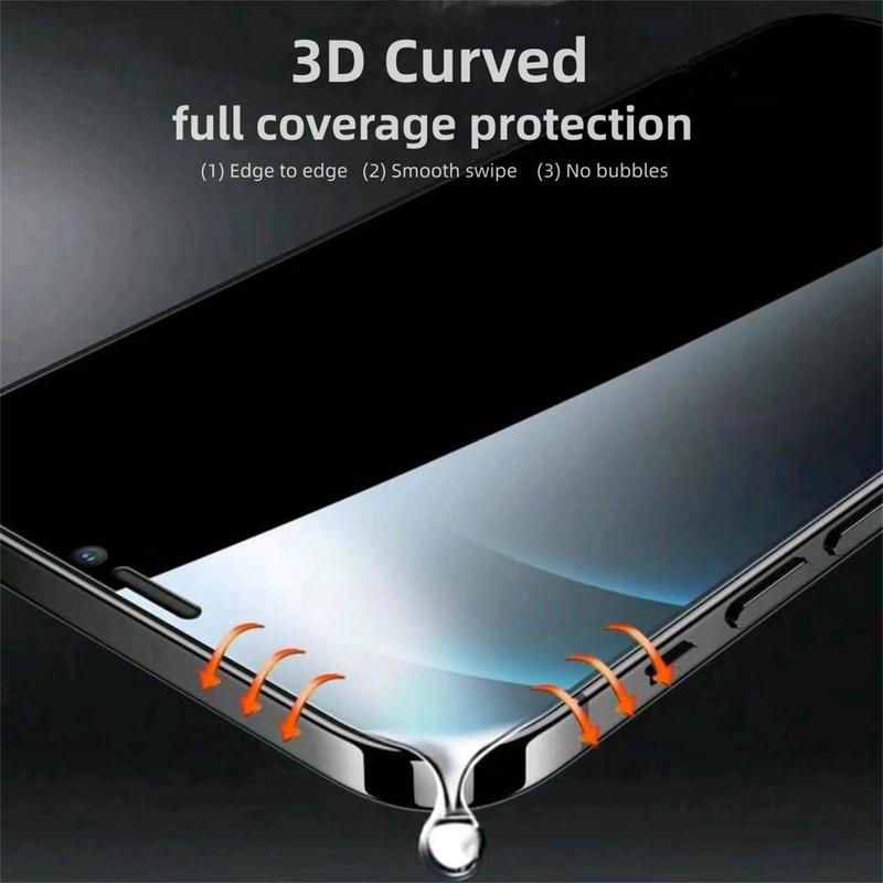 Privacy Phone Screen Protector, 3 Counts Tempered Glass Film, Screen Protector for iPhone 15 Pro Max Series, Essential Cellphone Accessory, Smartphone Accessories