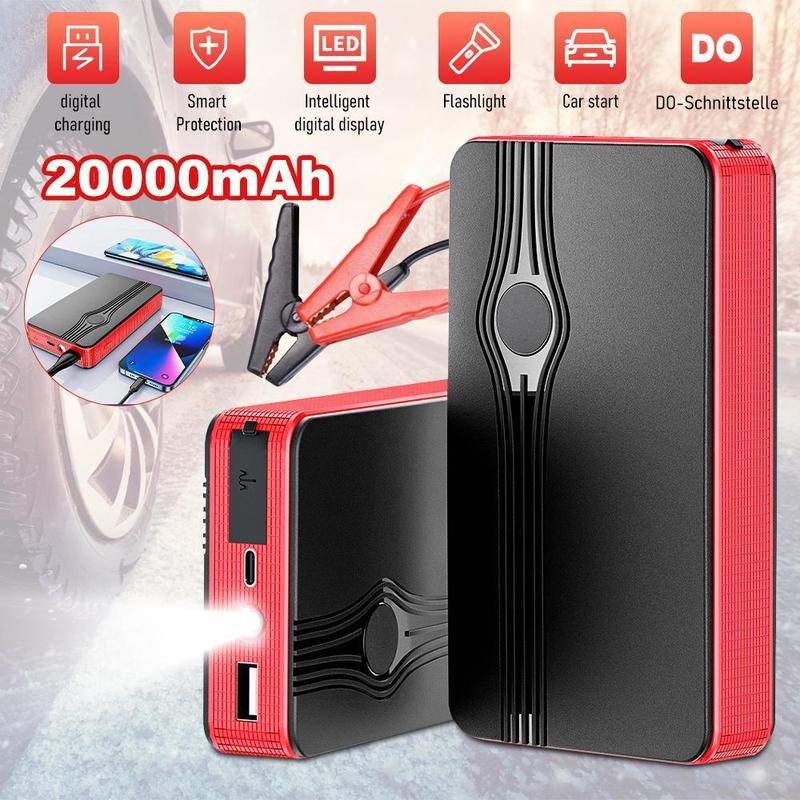 Car Battery Jump Starter 20000mAh Car Jump Starter Booster Jumper Box Power Bank Battery Charger Portable, 10000 Lumens Emergency LED Light, Outdoor Camping