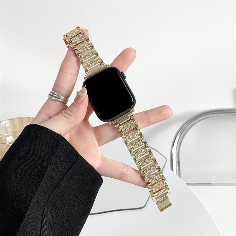 Rhinestone Decor Watch Band & Case Set, Fashionable Smart Watch Band & Case Set for Women & Men, Wearable Accessories Compatible with Apple Watch Series