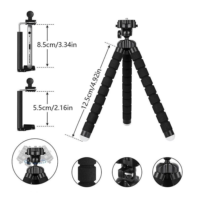 Portable Desktop Phone Tripod Holder for iPhone, Mini Tripod Digital Camera Mobile Phone Stand, Flexible Grip Selfie Stick Tripod Stand