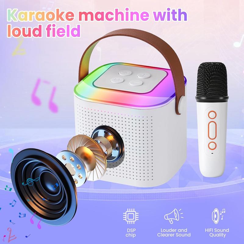 Fall Portable Wireless Karaoke Speaker with Microphone, HIFI Stereo Sound Subwoofers, KTV Speaker Subwoofer with RGB Colorful LED Lights, Karaoke Machine Sound System for Outdoor Sports Travel, Audio Device