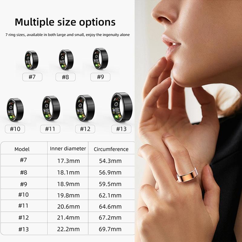 PIIY New2.0 Smart Ring(Free Shipping),Health Tracker for Women&Men,IP68 Waterproof Fitness Tracker,Long-lasting Battery Life Activity & Sleep Tracker Heart Rate Monitor Add Friends Remote Camera,Smart Wearables Rings for Gift,Compatible with iOS&Android