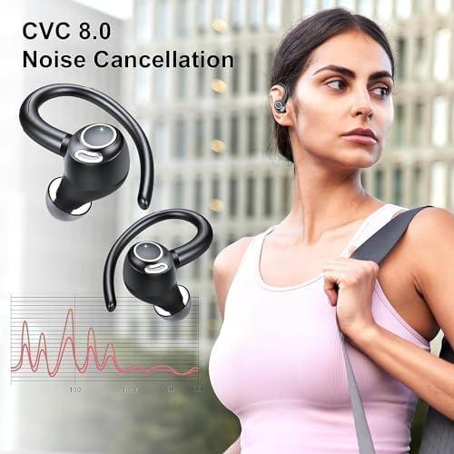 WHATOOK Wireless Earbuds Sport, Bluetooth 5.3 Ear Buds Over-Ear 3D Stereo Headset with Earhooks, 48H Wireless Earphones with HD Mic, IP7