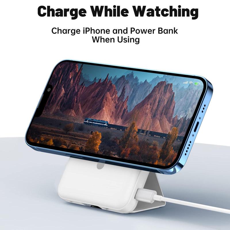 10000mAh Magnetic Wireless Power Bank with Phone Holder, 22.5W PD Fast Charging Magsafe Portable Charger, Magsafe Power Bank for for iPhone 15 14 13 Pro Mini Pro Max magsafe power