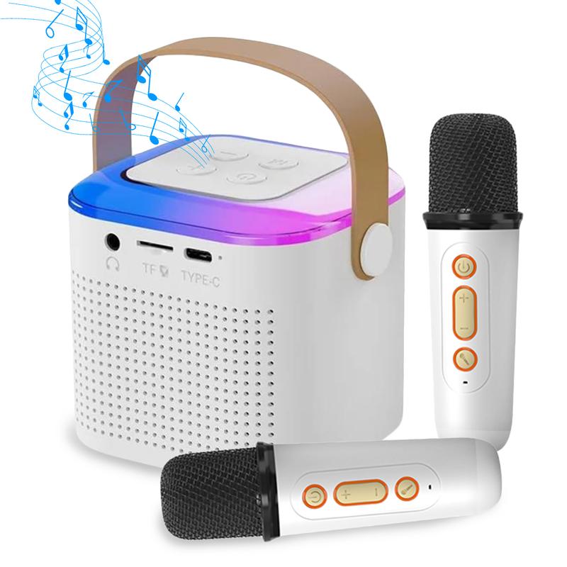 Fall Portable Wireless Karaoke Speaker with Microphone, HIFI Stereo Sound Subwoofers, KTV Speaker Subwoofer with RGB Colorful LED Lights, Karaoke Machine Sound System for Outdoor Sports Travel, Audio Device