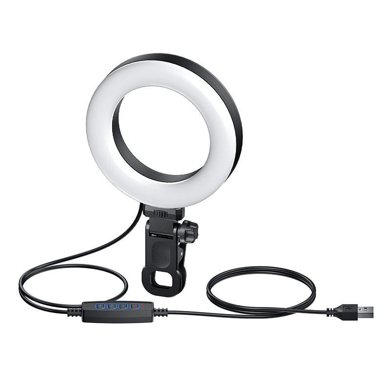 Ring Fill Light with Clip, USB Powered LED Ring Light, Portable Selfie Light for Laptop, Desktop, Phone, Tablet, Live Stream, Makeup, Photography Studio