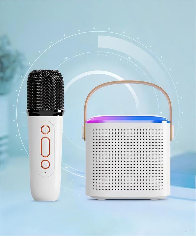 Portable Wireless Karaoke Speaker with Microphone, HIFI Stereo Sound Subwoofers, KTV Speaker Subwoofer with RGB Colorful LED Lights, Karaoke Machine Sound System for Outdoor Sports Travel, Audio Device