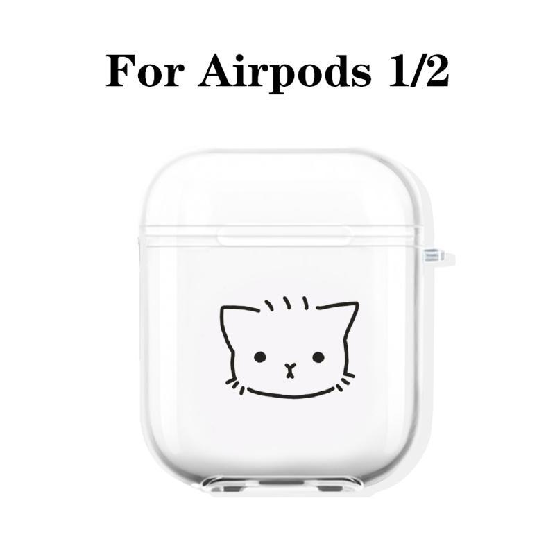 Cute Cat Face Pattern Transparent Protective Case, 1 Count Earphone Case Compatible with AirPods 1 2, AirPods 3, AirPods Pro, High Quality Durable TPU Case