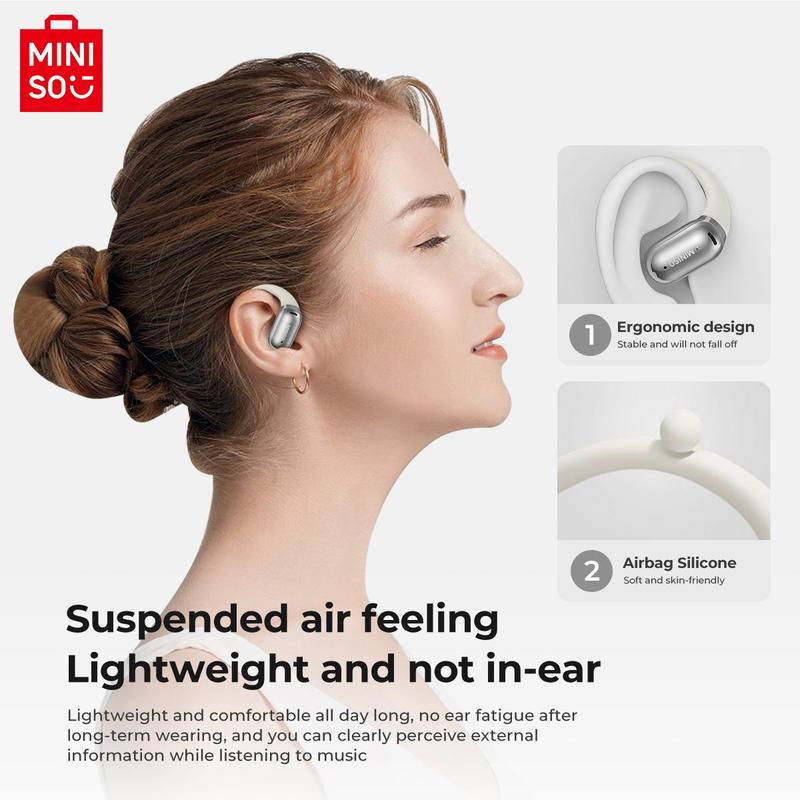 MINISO Wireless Open-ear Earphone, Touch Control Earbuds with Charging Case, Low Latency Bluetooth-compatible Earbuds Headset for Android & iOS Devices