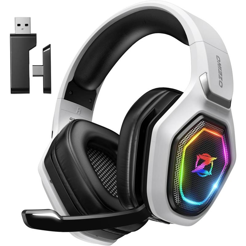 2.4GHz Wireless Gaming Headset for PC, Ps5, Ps4 - Lossless Audio USB & Type-C Ultra Stable Gaming Headphones with Flip Microphone, 40-Hr Battery Gamer Headset for Switch, Laptop, Mobile, Mac