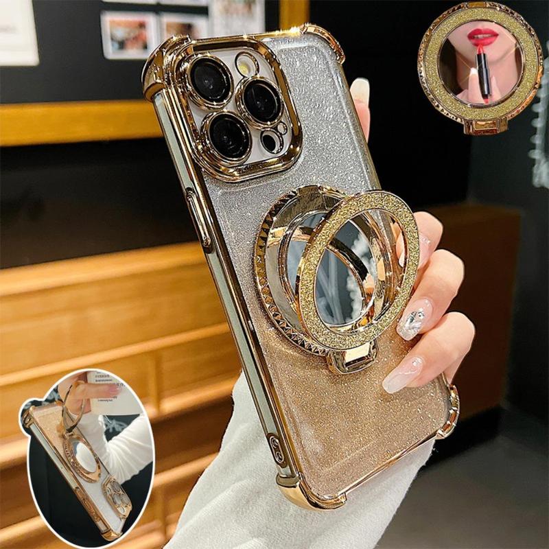 Luxury Glitter Phone Cases with Ring Holder for Summer Fall Gift, All-inclusive Phone Case, Magnetic Smartphone Protective Cover Compatible with iPhone 15 Pro Max Case iPhone 14 Pro Max Case iPhone 11 Cases iPhone 12 13 Cases, Phone Accessories