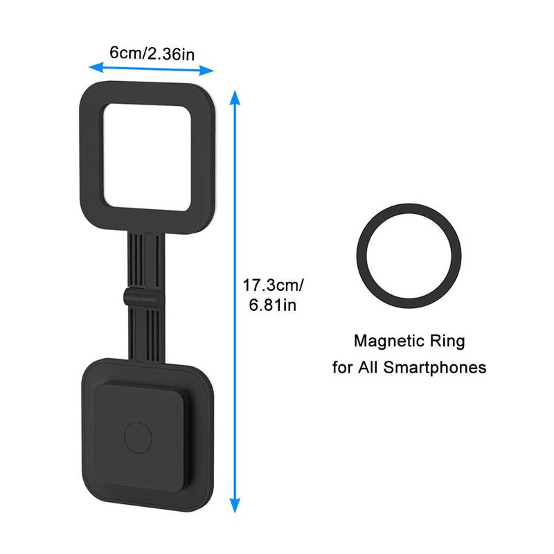 Square Shape Portable Magnetic Phone Selfie Ring Light, 6 Light Modes Phone Clip-on Light, 180° Flip Design Phone Square Light Compatible with iPhone 15 14 13 12 Series Phone, Laptop, Tablet