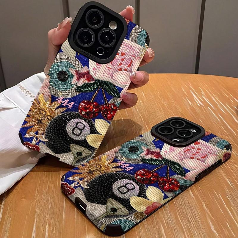 Fashion Cherry Pattern Phone Case, Anti-drop Cellphone Protective Case, Total Protective Shockproof Mobile Phone Cover for iPhone 11 12 13 14 15 16 Pro Max Pro Plus