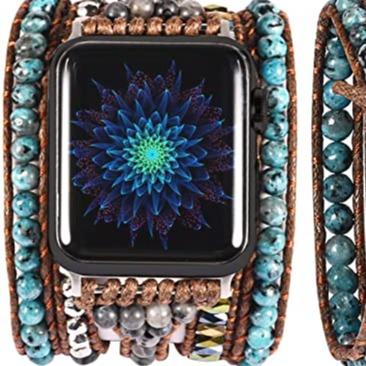 Handmade Beaded Boho Wrap-around Band for Apple Watch Accessories Colorful Wearable Crystal Male Headset