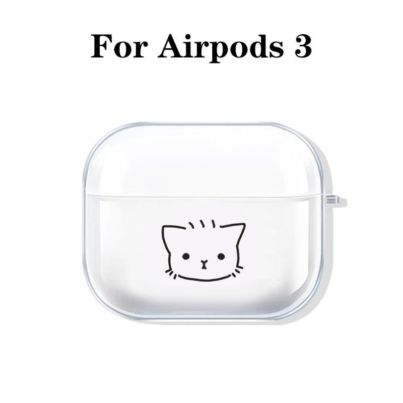 Cute Cat Face Pattern Transparent Protective Case, 1 Count Earphone Case Compatible with AirPods 1 2, AirPods 3, AirPods Pro, High Quality Durable TPU Case