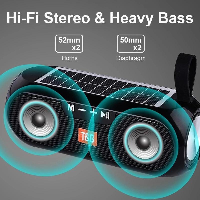 2024 AI Solar Radio FM Outdoor Portable Wireless Bluetooth Speaker Music Sound Box Subwooiron bass To PC TV Computer TV Hfi Stereo Mp3 Audio Cable Tablet Charging Connection Usb Card Micro Sd