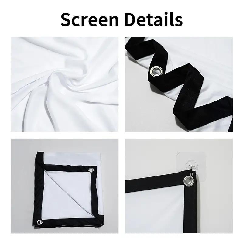 Foldable & Wrinkle-free Portable Movie Screen, Foldable Projector Screen, Washable HD Projector Screen for Home Theater & Outdoor Indoor Project