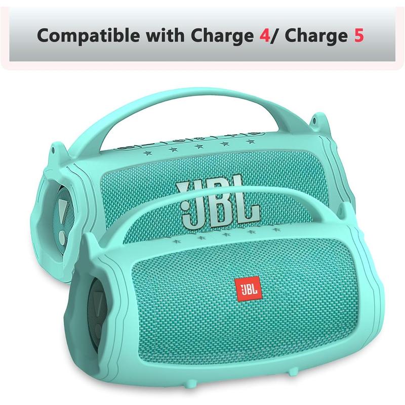 Silicone Cover and Travel Case for JBL Charge 4   Charge 5 Portable Bluetooth Speaker, Accessories Case for JBL Charge 5   Charge 4 Speaker (Teal Case)