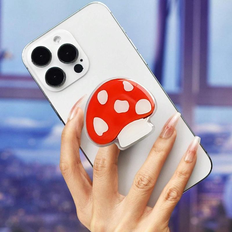 Cute Mushroom Design Phone Ring Holder, Creative Mobile Phone Push-pull Integrated Folding Stand, Fashion Phone Accessories for Phone Decoration