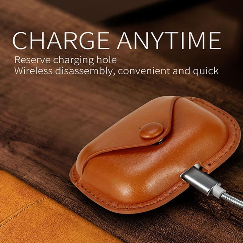 Fashionable Solid Color Leather Case, 1 Count Leather Case for AirPods 1 2 & Pro2, Stylish and Functional Protective Case for Your Wireless Earphone