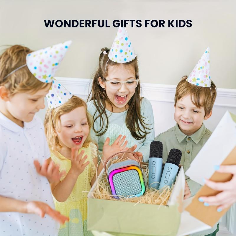 Karaoke Machine For Kids Adults, Portable Mini Karaoke Microphone Singing Speaker With 2 Mic And Light, Gifts Toys For All Smartphones, Birthday, Family, Home Party