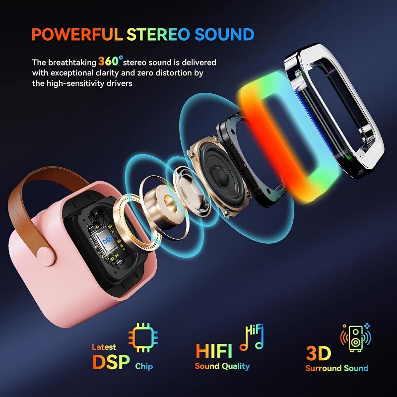 Karaoke Machine For Kids Adults, Portable Mini Karaoke Microphone Singing Speaker With 2 Mic And Light, Gifts Toys For All Smartphones, Birthday, Family, Home Party