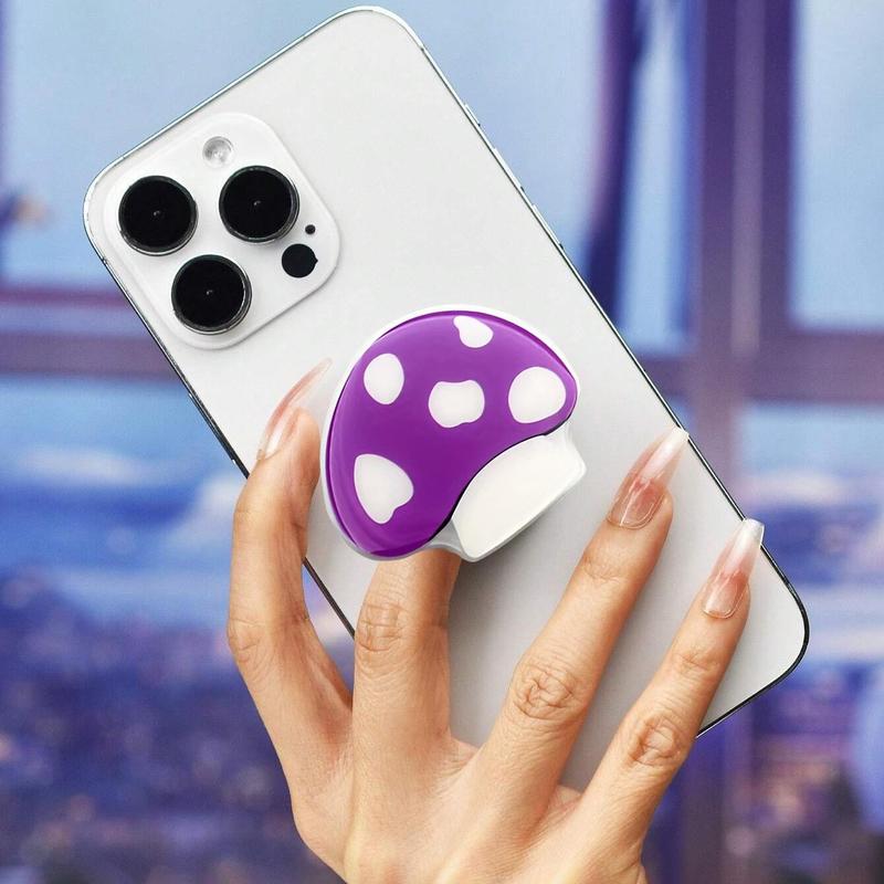 Cute Mushroom Design Phone Ring Holder, Creative Mobile Phone Push-pull Integrated Folding Stand, Fashion Phone Accessories for Phone Decoration