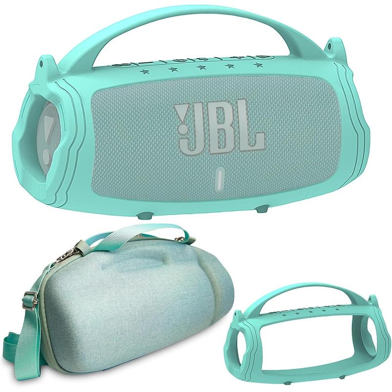 Silicone Cover and Travel Case for JBL Charge 4   Charge 5 Portable Bluetooth Speaker, Accessories Case for JBL Charge 5   Charge 4 Speaker (Teal Case)