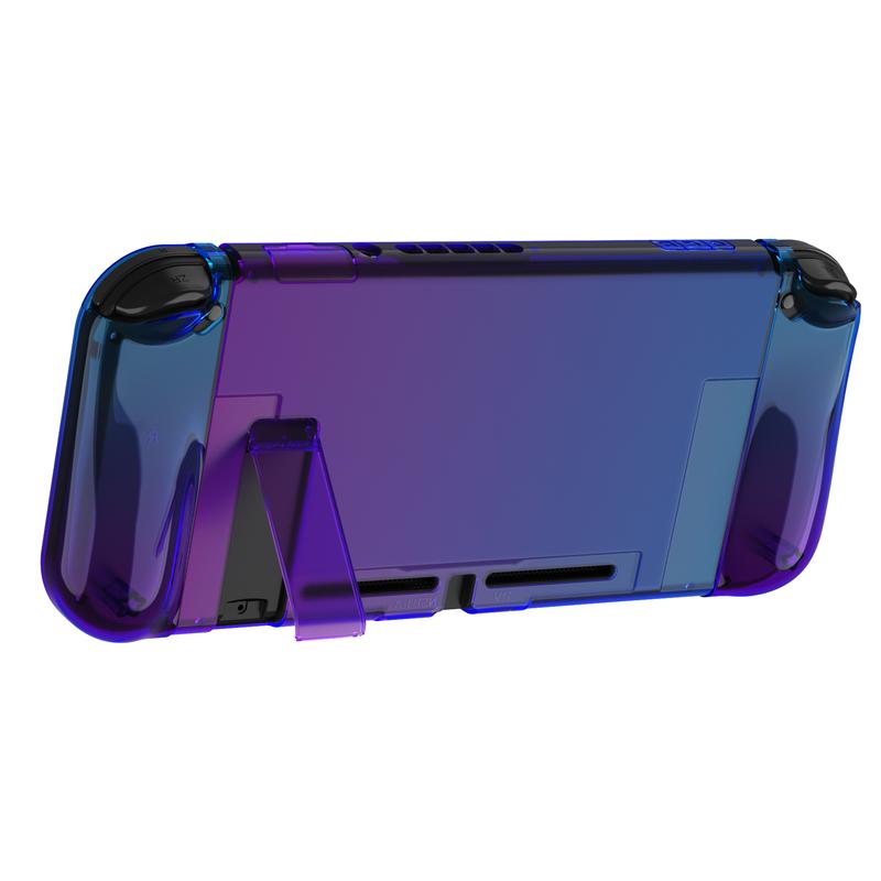 PlayVital UPGRADED Glossy Dockable Case Grip Cover for Nintendo Switch, Ergonomic Protective Case for Nintendo Switch, Separable Protector Hard Shell for Nintendo Switch - Gradient Translucent Bluebell