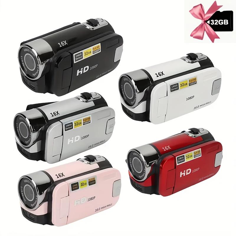 A Camera With A 270° Rotating LED Flip Screen, Equipped With A 32GB Memory Card 16x Digital Zoom Camcorder, 1080P, 2.4-inch Screen Display, New High-definition Wide-angle Camera, Portable Camcorder, Suitable For Home And Outdoor Recording, A Camera For Bo