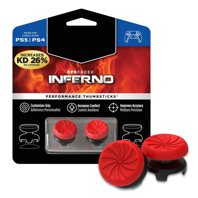 Elite controller accessories, FPS Freek Inferno for Playstation 5 4 (PS5 4) Controller | Performance Thumbsticks | 2 High-Rise Concave | Red Console