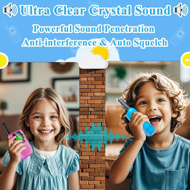 Walkie Talkie for Kids 3 Pack, Kids Walkie Talkies for Girls and Boys, Long Range Walkie Talkie Toys with Flashlight & 22 Channels. Boys Girls Toys Gifts for Kids Age 3-12(Blue Pink Yellow, 3Pack) Audio Adjustable Birthday Button