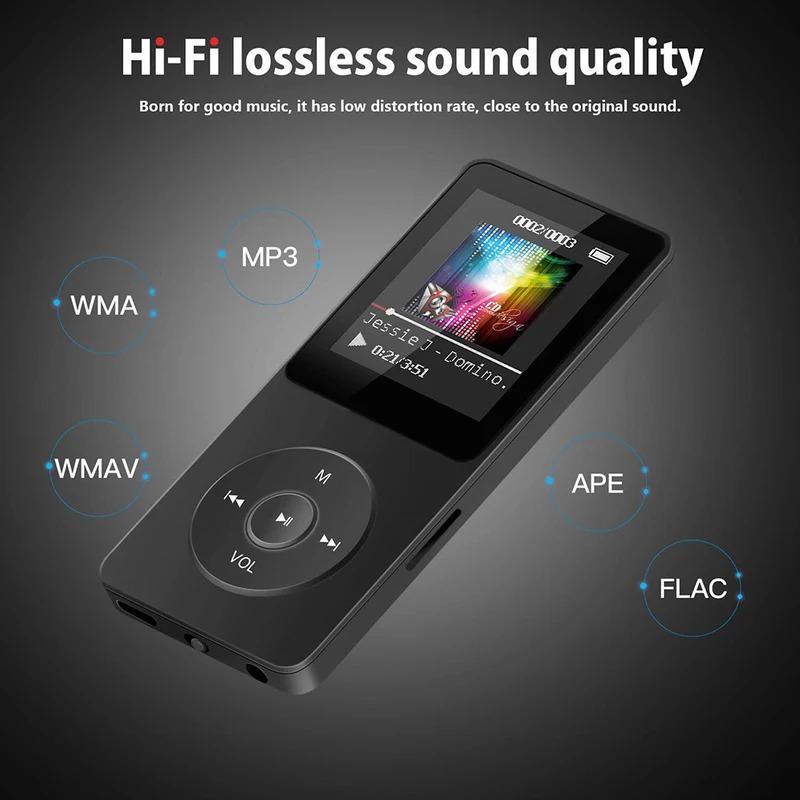 MP3 Player 1.8 in Screen HiFi Lossless Music Player Bluetooth-Compatible5.0 Type-C Sports MP3 Player Built-in Speaker for Kids