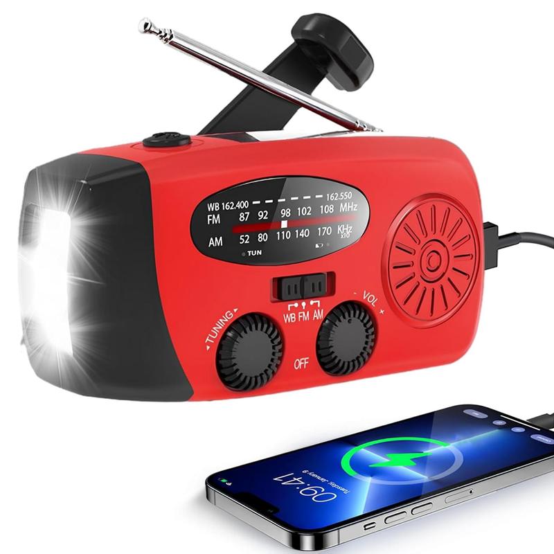 Portable Solar Powered Radio, 2000mAh Multifunctional Emergency LED Flashlight Radio, FM AM WB NOAA Weather Radio, Outdoor Radio for Camping Hiking