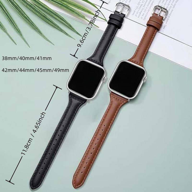 Solid Color PU Leather Watch Band (2 Counts set), Fashionable Watch Band, Wearable Accessories Compatible with Apple Watch Series 9 8 7 6 5 4 3 2 1 Ultra SE