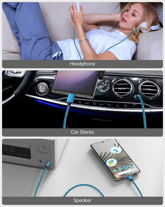 iPhone 16 Aux Cord to USB Type C, 3.3ft USB C to 3.5mm Audio Aux Jack Cable Type C to Aux Cord for Car Stereo Headphone for iPhone 16 15 15 Pro Max 15 Plus, Samsung Galaxy S24 S23 S22 S21 Note 20, Pixel 8 7a Car AUX Music Accessories Android Plug Aluminum