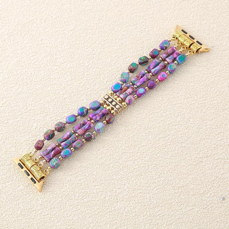 Boho Style Natural Stone Beaded Watch Band, Fashionable Elastic Colorful Beaded Bracelet for Women, Wearable Accessories for Apple Watch 38mm to 49mm