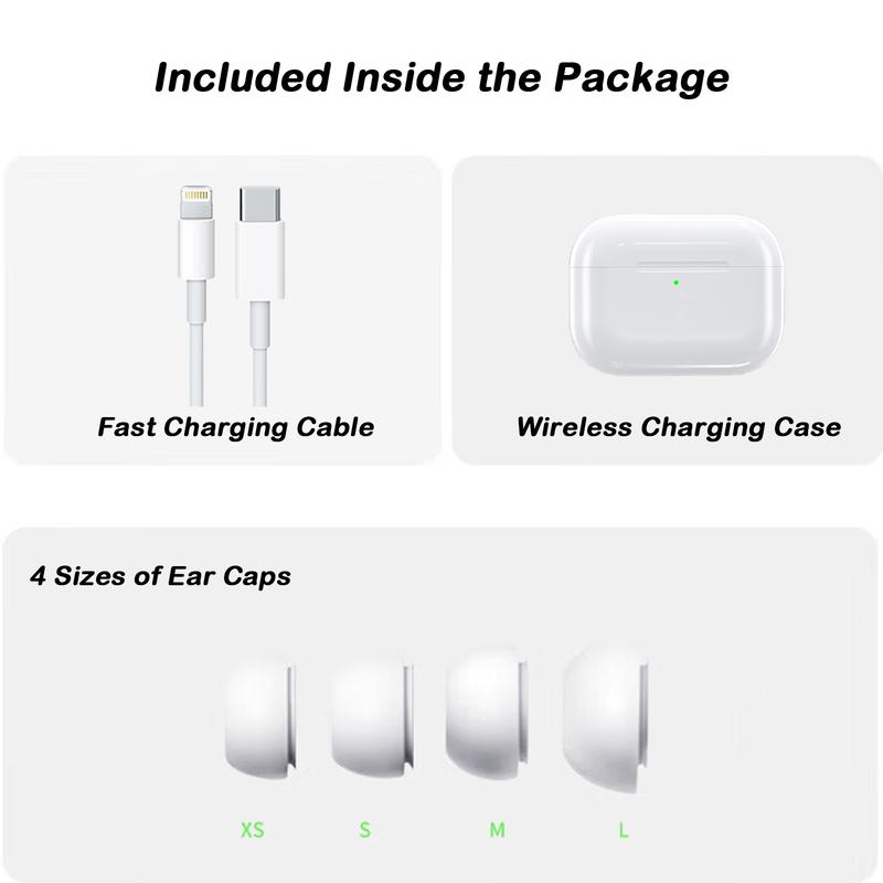 Apple AirPods Pro 2- Wireless Earbuds with USB-C Charging, 2x Active Noise Cancelling, and Transparency Mode Bluetooth Earbuds with USB-C, Adaptive Audio, and Personalized Spatial Audio