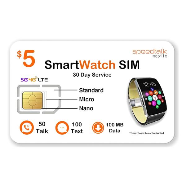 SpeedTalk Mobile SIM Card Kit for 5G 4G LTE GSM Smartwatches Activity | Preloaded 3 in 1 Simcard - Standard Micro Nano | No Contract | USA Coverage 30 Days Service Smartphone Sim Card