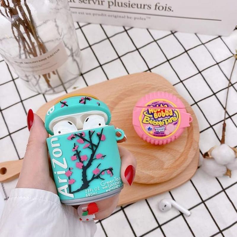 [2Pack] Cute Cartoon Protective Case For Airpod 2 1, Funny Kawaii Food Pattern Bubble Gum And Drinks Protective Case, Non-Slip And Anti-Shock Stylish Headphone Cover For Airpods 1&2