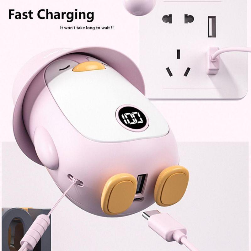 Cute Penguin Design Power Bank, 5000mAh Portable Mobile Power Bank, 2 in 1 Hand Warmer & Power Bank, Mobile Phone Accessories for Home Office Outdoor