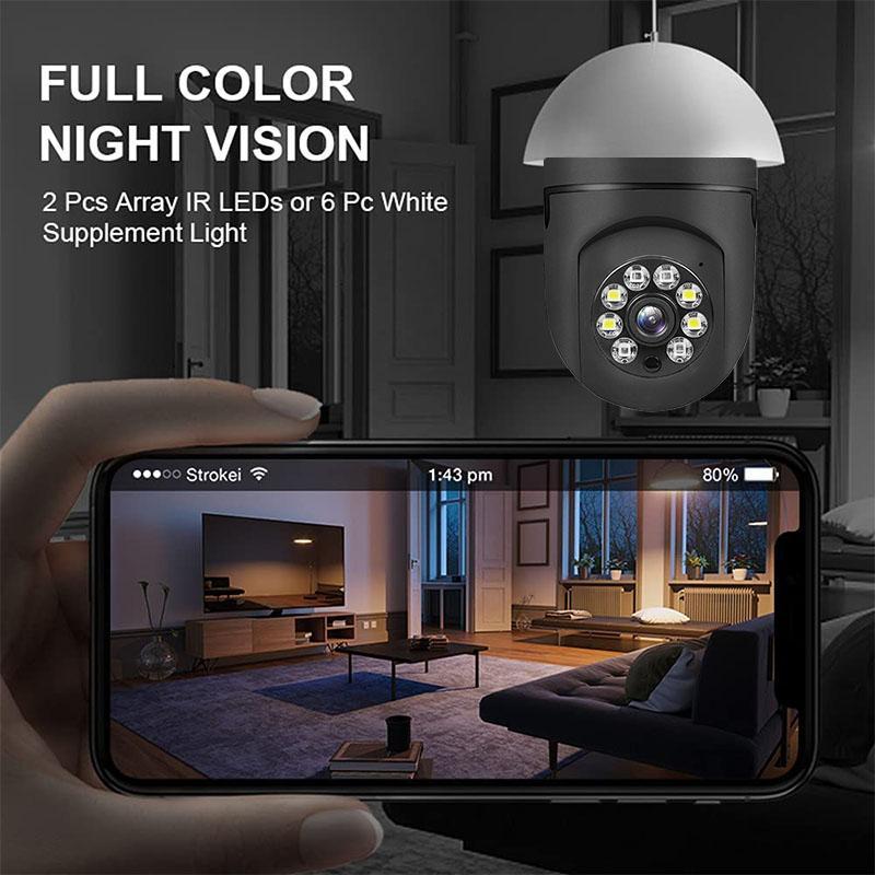 Indoor 5G Dual-band WiFi E27 Bulb Security Camera, 360-Degree Panoramic Outdoor & Indoor Bulb Camera, Light Socket Security Camera with Night Vision, Indoor Security Camera