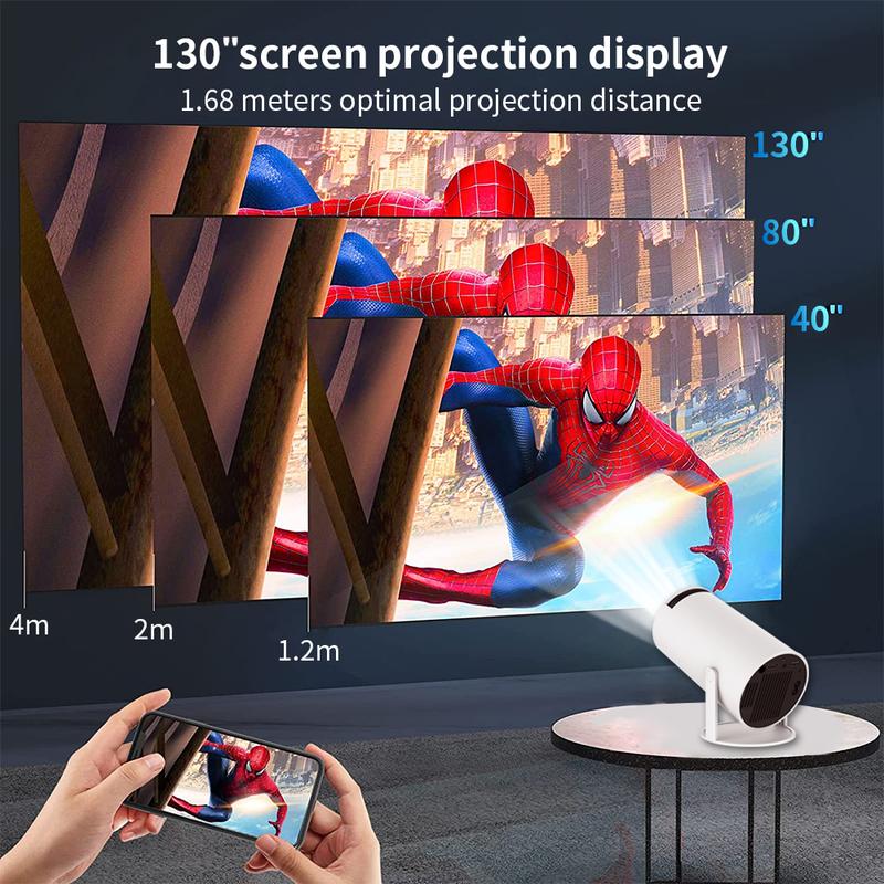 Auto Mini Portable Projector with WiFi 6 BT 5.0, Screen Adjustment, 180 Degree Rotation, 4K 260 ANSI Smart Projector, Built-in Android 11.0 OS