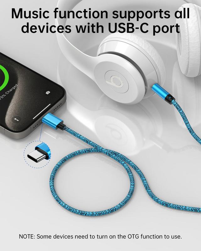 iPhone 16 Aux Cord to USB Type C, 3.3ft USB C to 3.5mm Audio Aux Jack Cable Type C to Aux Cord for Car Stereo Headphone for iPhone 16 15 15 Pro Max 15 Plus, Samsung Galaxy S24 S23 S22 S21 Note 20, Pixel 8 7a Car AUX Music Accessories Android Plug Aluminum