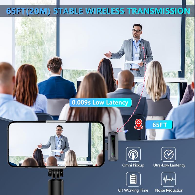 Compact Wireless Lavalier Mic with USB-C, Wireless Connectivity - Perfect for Smartphones, Tablets & Cameras | Ideal for Video Interviews, Podcasts & Vlogs